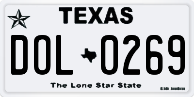 TX license plate DOL0269