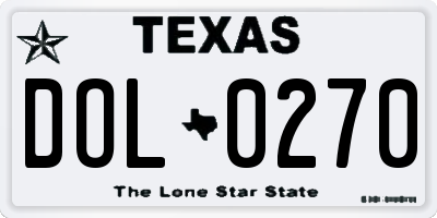 TX license plate DOL0270