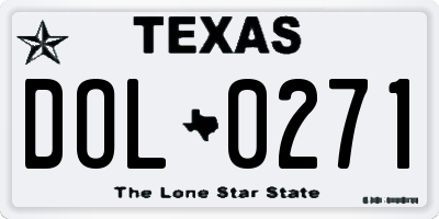 TX license plate DOL0271
