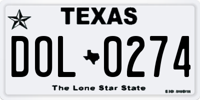 TX license plate DOL0274