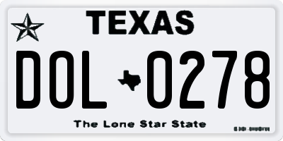 TX license plate DOL0278