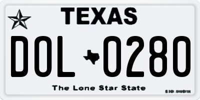 TX license plate DOL0280