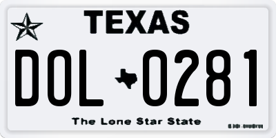 TX license plate DOL0281