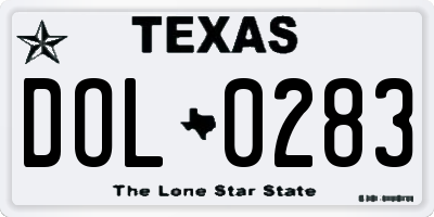 TX license plate DOL0283