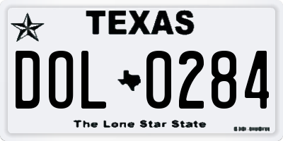 TX license plate DOL0284