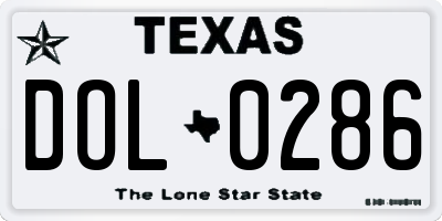 TX license plate DOL0286