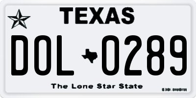 TX license plate DOL0289