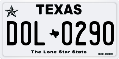 TX license plate DOL0290