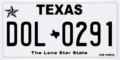 TX license plate DOL0291