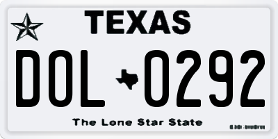 TX license plate DOL0292