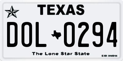 TX license plate DOL0294