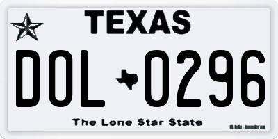 TX license plate DOL0296