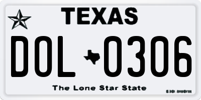 TX license plate DOL0306