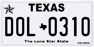 TX license plate DOL0310