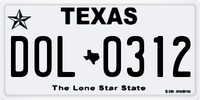 TX license plate DOL0312