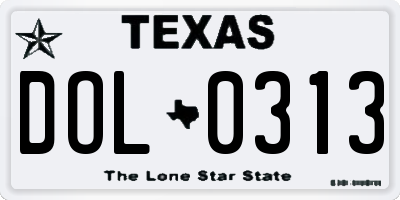 TX license plate DOL0313