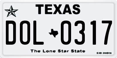 TX license plate DOL0317