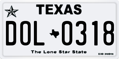 TX license plate DOL0318