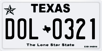 TX license plate DOL0321