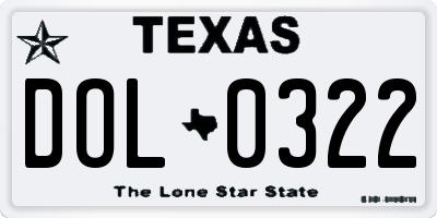 TX license plate DOL0322