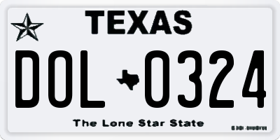 TX license plate DOL0324