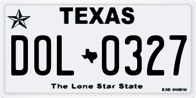TX license plate DOL0327