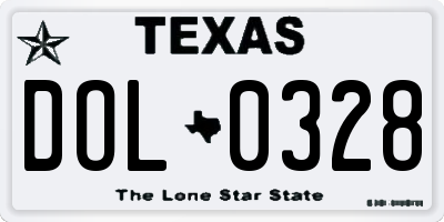 TX license plate DOL0328