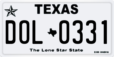 TX license plate DOL0331