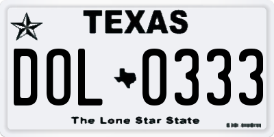 TX license plate DOL0333