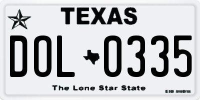TX license plate DOL0335