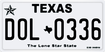 TX license plate DOL0336