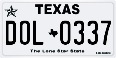 TX license plate DOL0337