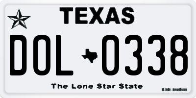 TX license plate DOL0338