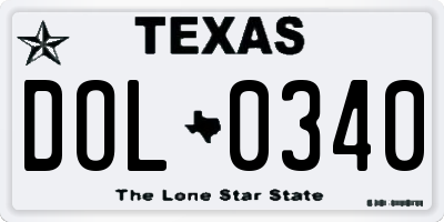 TX license plate DOL0340