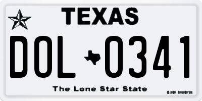 TX license plate DOL0341