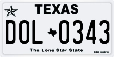 TX license plate DOL0343