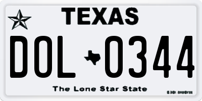 TX license plate DOL0344