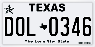 TX license plate DOL0346