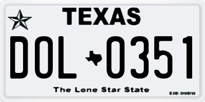 TX license plate DOL0351