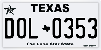 TX license plate DOL0353