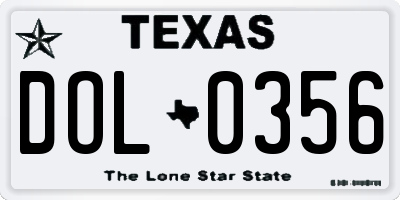 TX license plate DOL0356