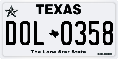 TX license plate DOL0358