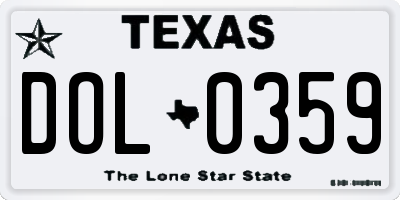 TX license plate DOL0359