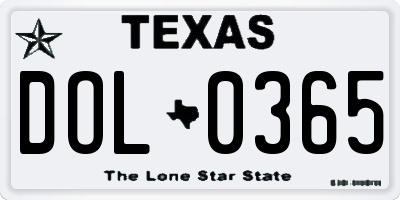 TX license plate DOL0365