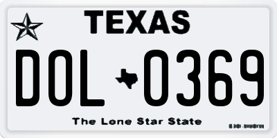 TX license plate DOL0369