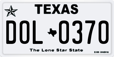 TX license plate DOL0370