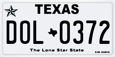 TX license plate DOL0372