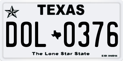 TX license plate DOL0376