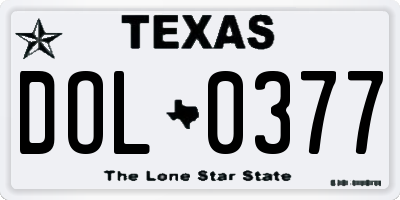 TX license plate DOL0377