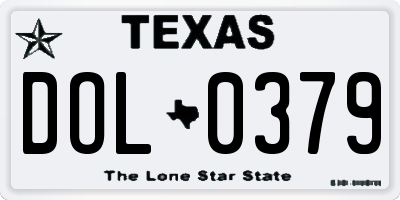 TX license plate DOL0379